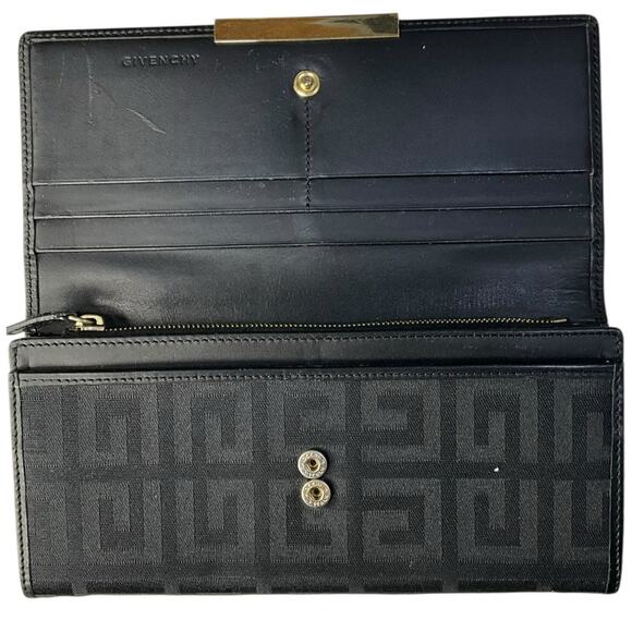 GW01. Givenchy Monogram Black Canvas Wallet - Picture 3 of 4